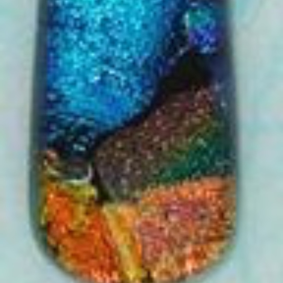 Dichroic Fused Glass Pendant with 16" sterling silver snake chain - Picture 8 of 8